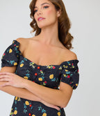 Unique Vintage 1940s Black Floral Midi Dress - Unique Vintage - Womens, DRESSES, MIDI