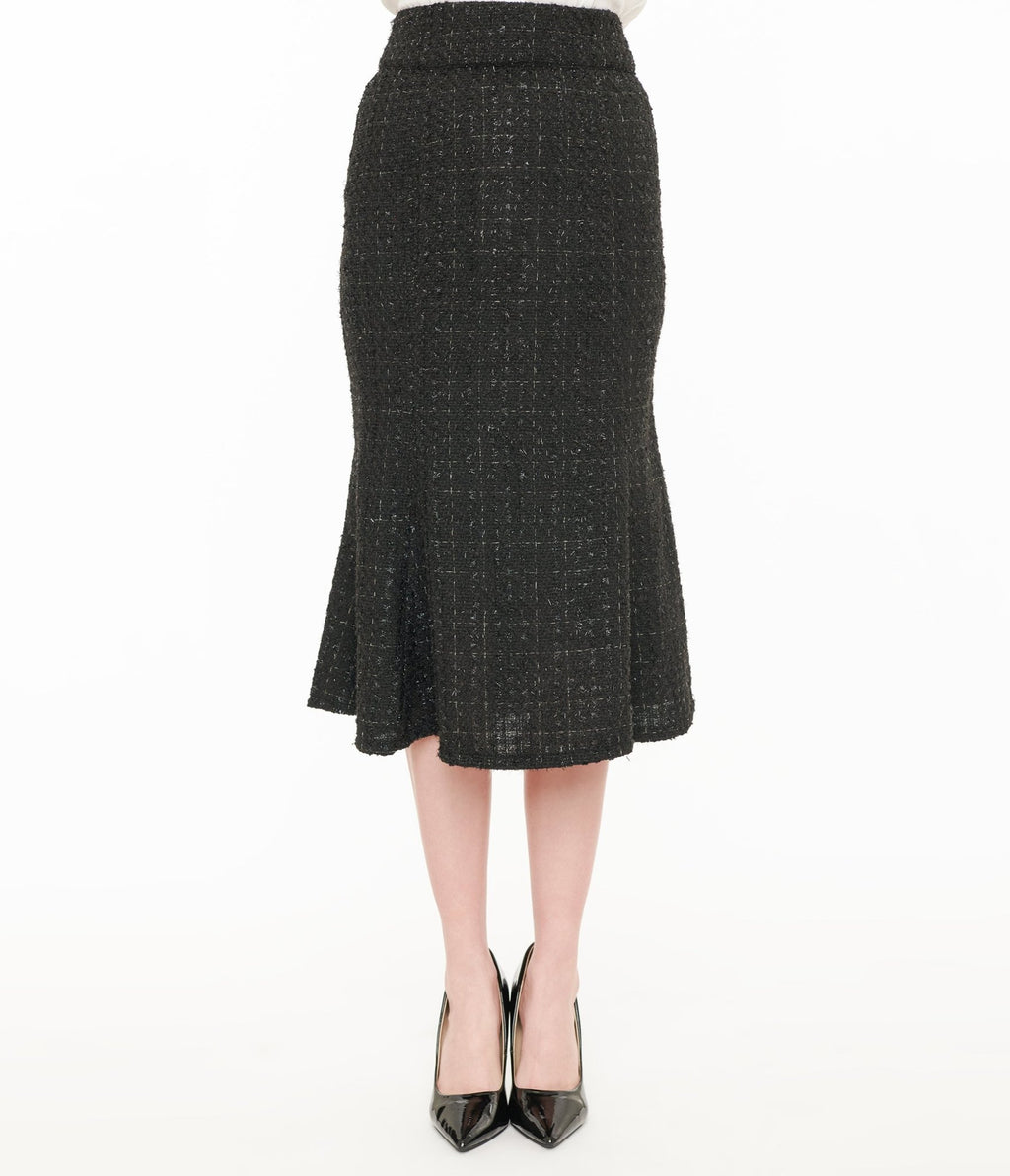 Unique Vintage 1940s Black Lurex Tweed Tina Trumpet Skirt - Unique Vintage - Womens, BOTTOMS, SKIRTS