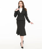 Unique Vintage 1940s Black Lurex Tweed Tina Trumpet Skirt - Unique Vintage - Womens, BOTTOMS, SKIRTS