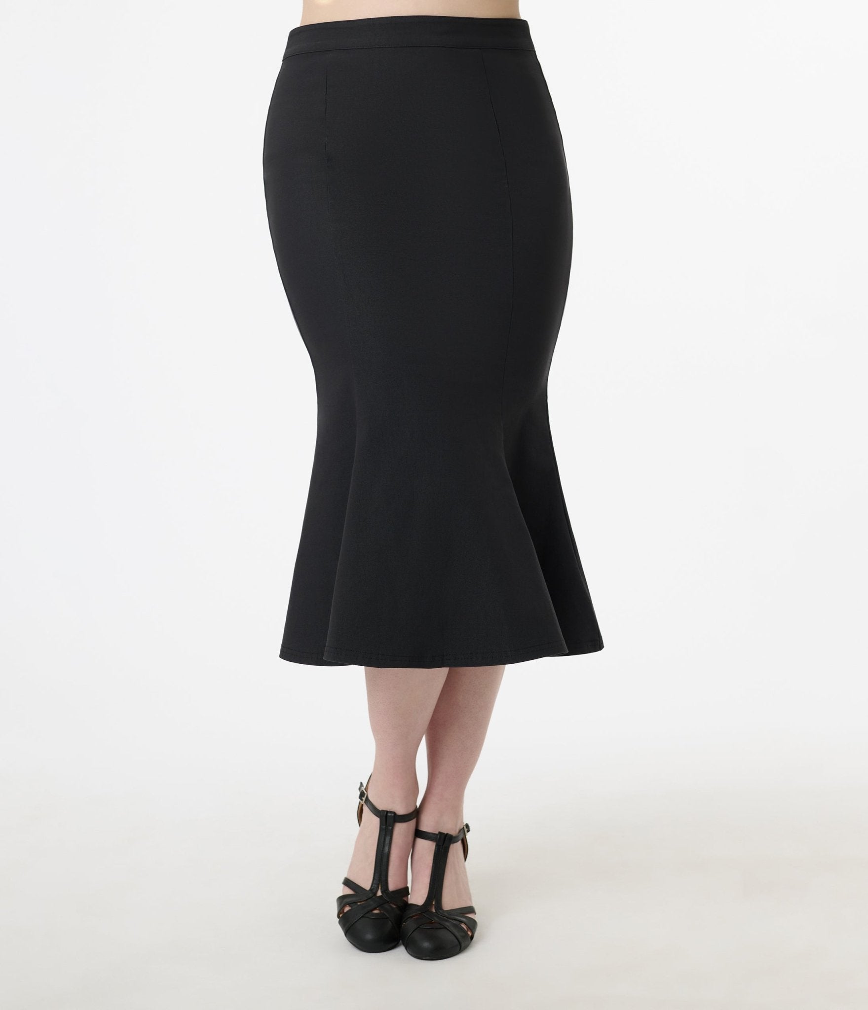 Unique Vintage 1940s Black Trumpet Skirt - Unique Vintage - Womens, BOTTOMS, SKIRTS