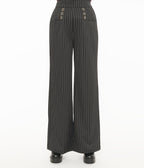 Unique Vintage 1940s Black & White Pin Stripe High Waist Sailor Ginger Pants - Unique Vintage - Womens, BOTTOMS, SKIRTS