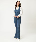 Unique Vintage 1940s Denim Embroidered Button Up Vest - Unique Vintage - Womens, TOPS, SWEATERS AND VESTS