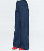 Unique Vintage 1940s Denim High Waist Wide Leg Tab Pants - Unique Vintage - Womens, BOTTOMS, PANTS
