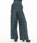 Unique Vintage 1940s Green & Black Plaid High Waist Pants - Unique Vintage - Womens, BOTTOMS, PANTS