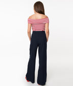 Unique Vintage 1940s Navy Blue High Waist Sailor Ginger Pants - Unique Vintage - Womens, BOTTOMS, PANTS