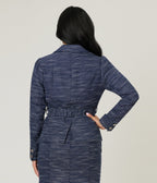 Unique Vintage 1940s Navy & White Tweed Belted Jacket - Unique Vintage - Womens, TOPS, OUTERWEAR