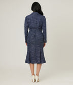 Unique Vintage 1940s Navy & White Tweed Tina Trumpet Skirt - Unique Vintage - Womens, BOTTOMS, SKIRTS