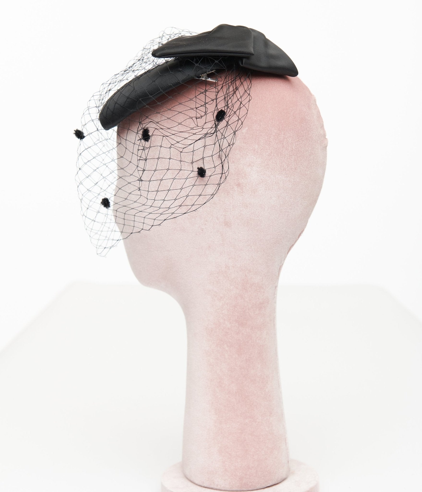 Unique Vintage 1950s Black Bow Pillbox Fascinator Hat - Unique Vintage - Womens, ACCESSORIES, HATS