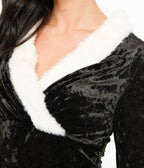 Unique Vintage 1950s Black Crushed Velvet & White Fur Delores Swing Dress - Unique Vintage - Womens, DRESSES, SWING