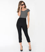 Unique Vintage 1950s Black High Waist Rachelle Capri Pants - Unique Vintage - Womens, BOTTOMS, CAPRI
