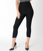 Unique Vintage 1950s Black High Waist Rachelle Capri Pants - Unique Vintage - Womens, BOTTOMS, CAPRI