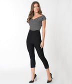 Unique Vintage 1950s Black High Waist Rachelle Capri Pants - Unique Vintage - Womens, BOTTOMS, CAPRI