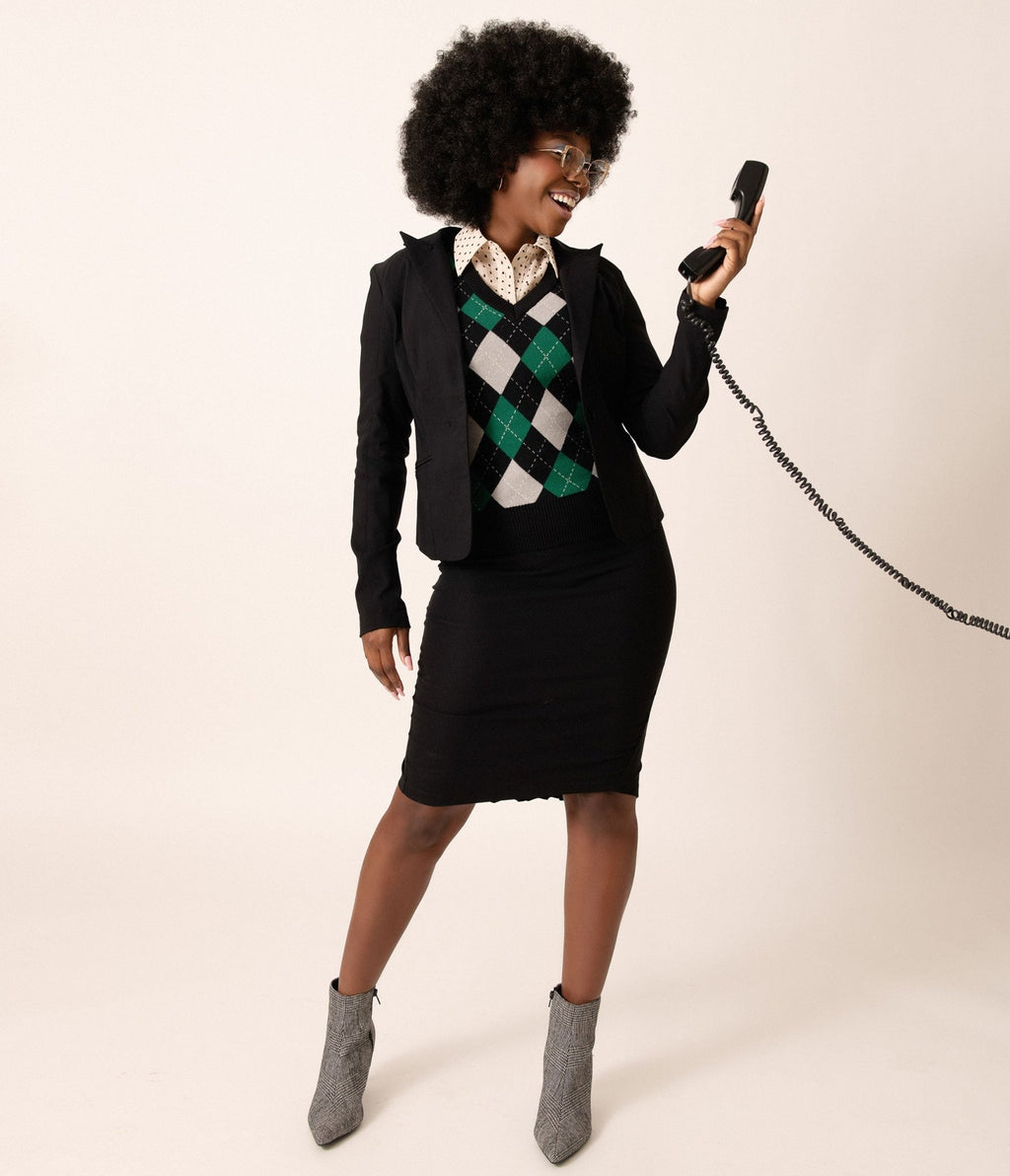 Unique Vintage 1950s Black High Waist Tracy Wiggle Skirt - Unique Vintage - Womens, BOTTOMS, SKIRTS