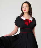 Unique Vintage 1950s Black & Red Cheryl Swing Dress - Unique Vintage -