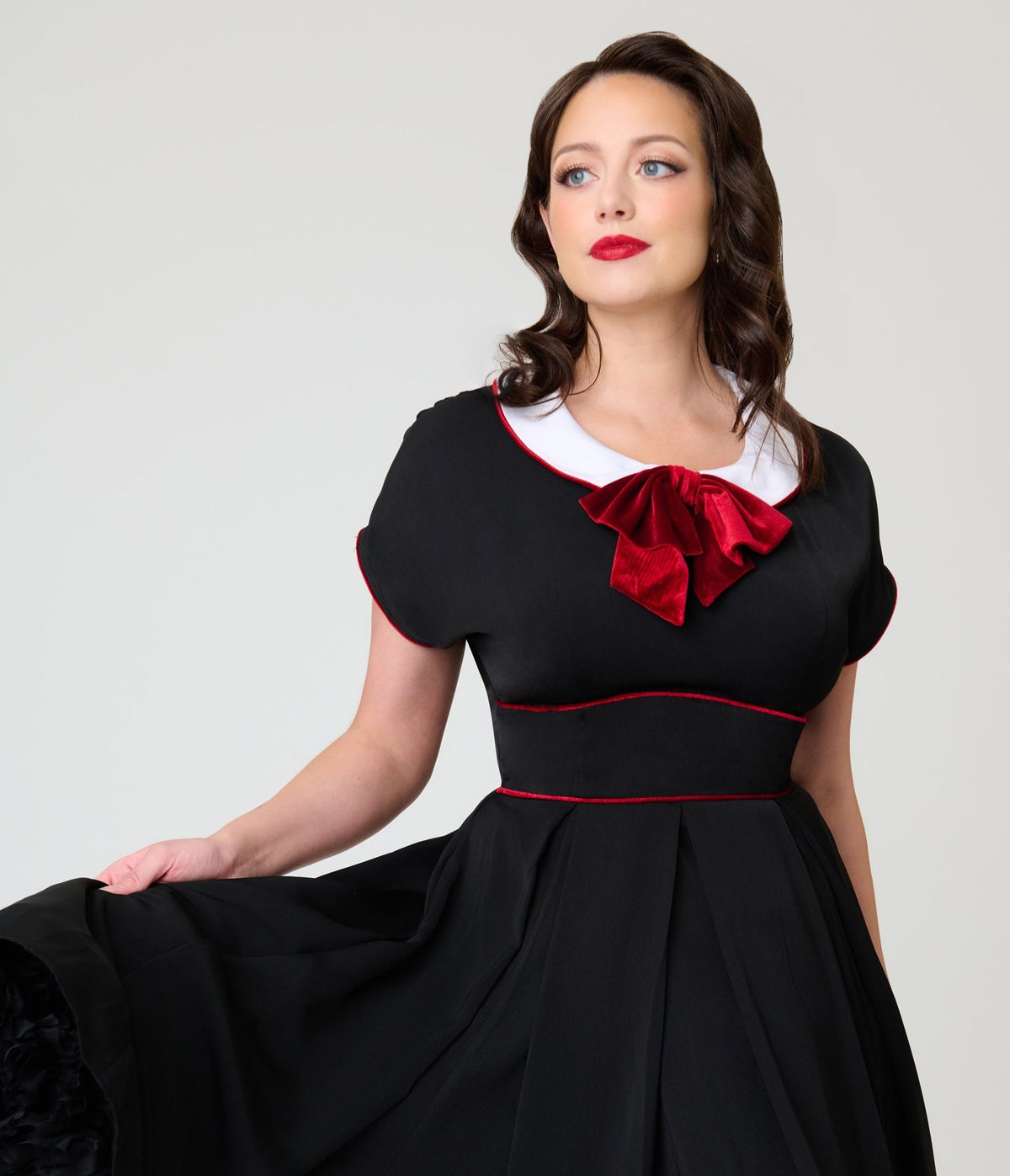 Unique Vintage 1950s Black & Red Cheryl Swing Dress - Unique Vintage -