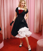 Unique Vintage 1950s Black & Red Cheryl Swing Dress - Unique Vintage -