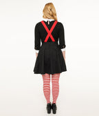 Unique Vintage 1950s Black & Red Snowman Snow Globe Pinafore - Unique Vintage - Womens, BOTTOMS, SKIRTS