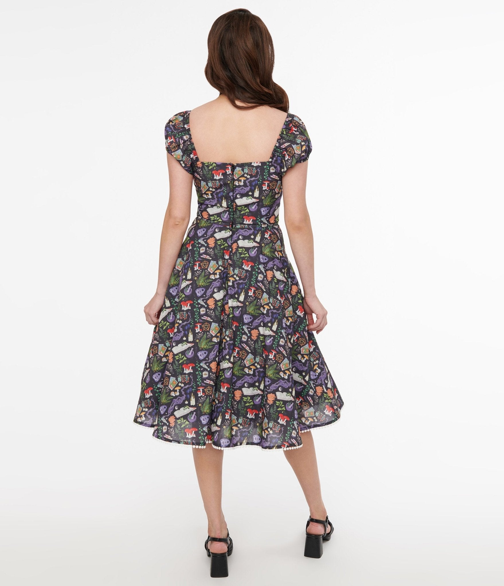 Unique Vintage 1950s Black Spellbinding Print Swing Dress - Unique Vintage - Womens, DRESSES, SWING