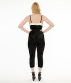 Unique Vintage 1950s Black & White Faux Fur Cropped Jumpsuit - Unique Vintage - Womens, BOTTOMS, ROMPERS AND JUMPSUITS