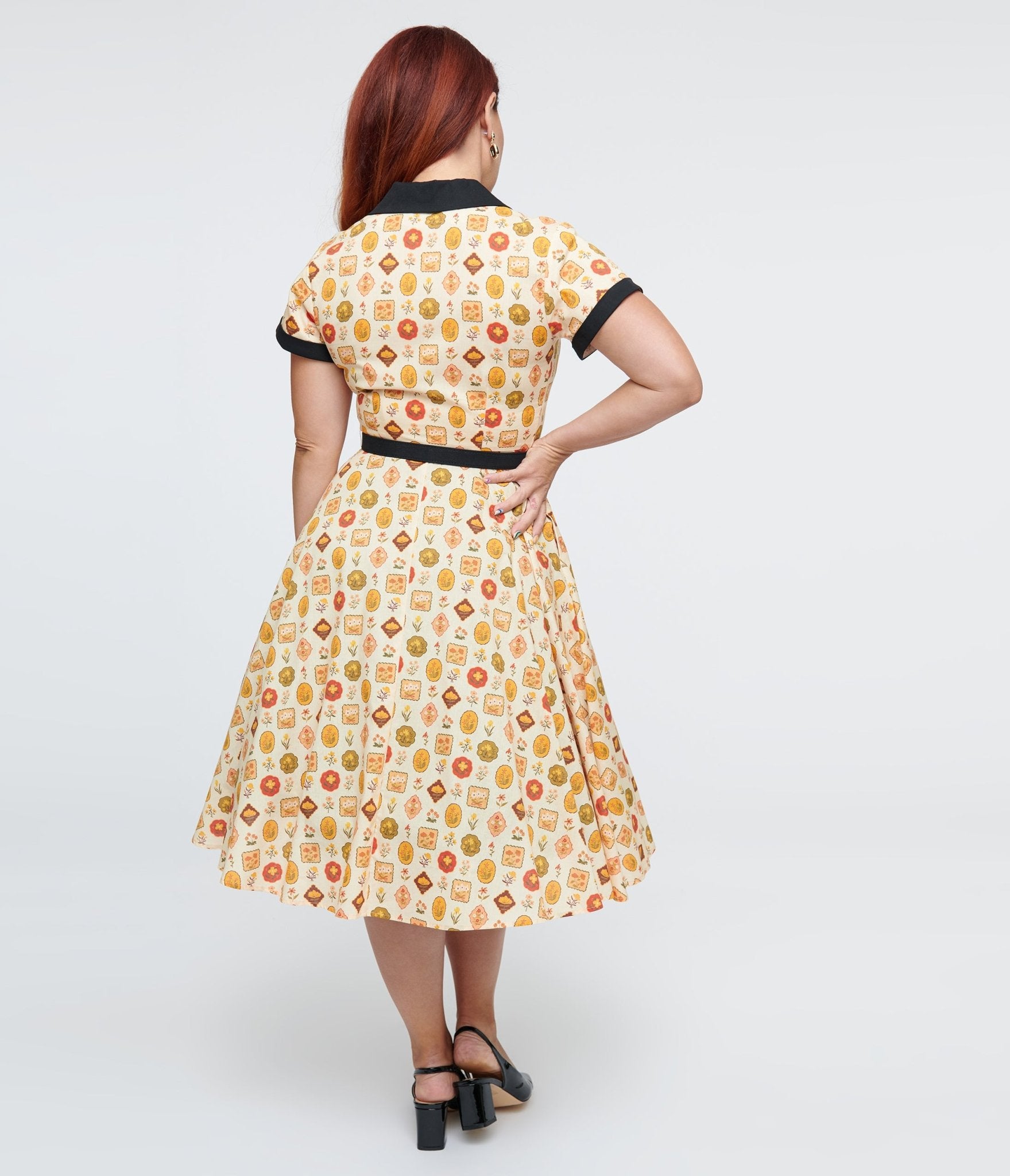 Unique Vintage 1950s Cream Market Print Alexis Swing Dress - Unique Vintage - Womens, DRESSES, SWING