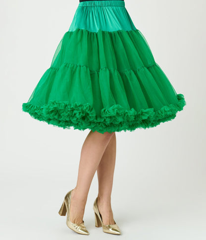 Unique Vintage 1950s Emerald Ruffled Petticoat Crinoline - Unique Vintage - Womens, ACCESSORIES, PETTICOATS
