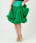 Unique Vintage 1950s Emerald Ruffled Petticoat Crinoline - Unique Vintage - Womens, ACCESSORIES, PETTICOATS