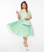 Unique Vintage 1950s Green & White Daisy Print Hollie Swing Dress