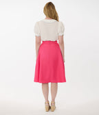 Unique Vintage 1950s Hot Pink High Waist Vivian Swing Skirt - Unique Vintage - Womens, BOTTOMS, SKIRTS