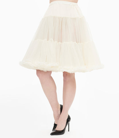 Unique Vintage 1950s Ivory Retro Style Ruffled Petticoat Crinoline - Unique Vintage - Womens, ACCESSORIES, PETTICOATS