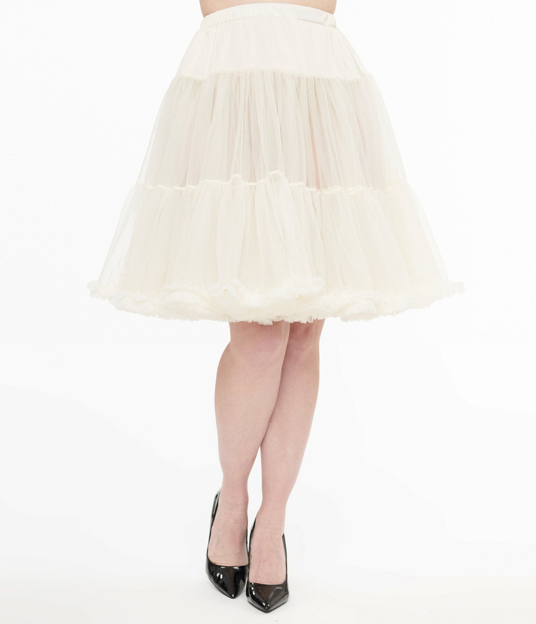 Unique Vintage 1950s Ivory Retro Style Ruffled Petticoat Crinoline - Unique Vintage - Womens, ACCESSORIES, PETTICOATS