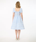 Unique Vintage 1950s Light Blue Cotton Swing Dress - Unique Vintage - Womens, DRESSES, SWING