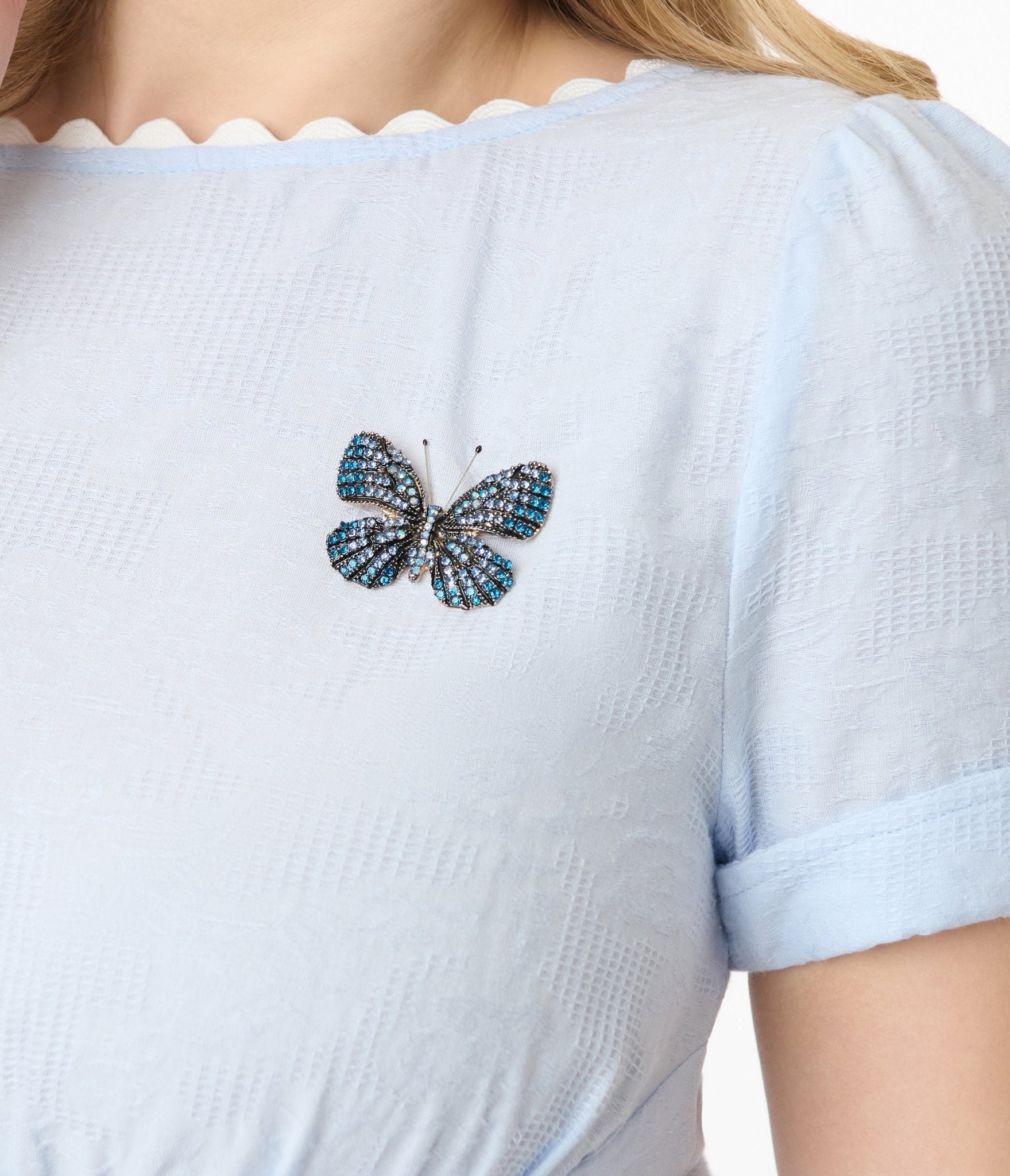 Unique Vintage 1950s Light Blue Cotton Swing Dress - Unique Vintage - Womens, DRESSES, SWING