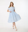 Unique Vintage 1950s Light Blue Cotton Swing Dress