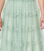 Unique Vintage 1950s Green Clip Dot Off Shoulder Cocktail Dress - Unique Vintage - Womens, DRESSES, PROM & SPECIAL OCCASION