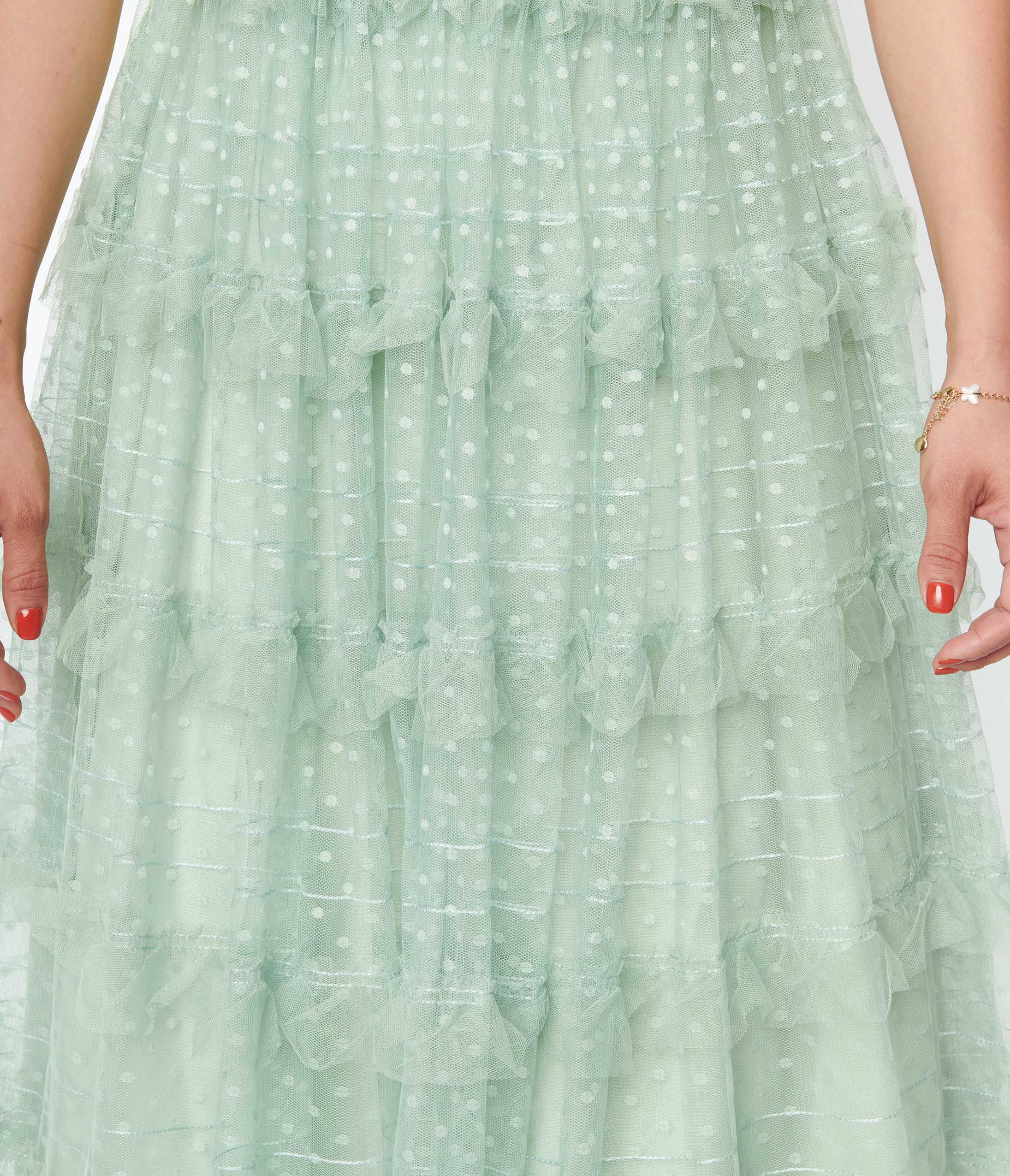 Unique Vintage 1950s Green Clip Dot Off Shoulder Cocktail Dress - Unique Vintage - Womens, DRESSES, PROM & SPECIAL OCCASION