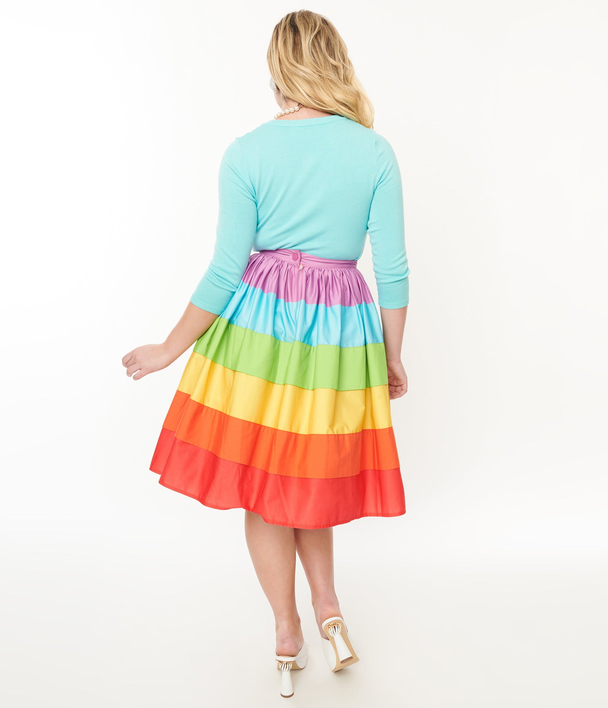 Unique Vintage 1950s Rainbow Stripe Gellar Swing Skirt - Unique Vintage - Womens, BOTTOMS, SKIRTS