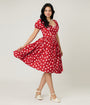 Unique Vintage 1950s Red & Pink Heart Convertible Sweetheart Dress