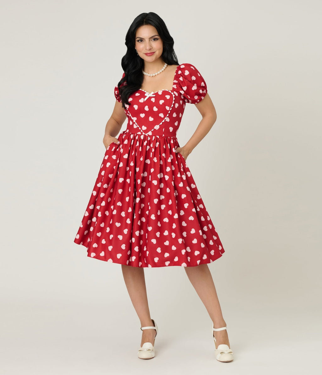 vintage dress 1950s A-Line Cocktail Dresses Elegant Wedding Guest Knee Length Bow Neck Butterfly Dress 2026 up posing as the dynamic swing skirt drops to your knees with ample room for a petticoat pop Unique Vintage 1950s Red &
