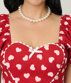 Unique Vintage 1950s Red & Pink Heart Convertible Sweetheart Dress - Unique Vintage - Womens, DRESSES, PROM AND SPECIAL OCCASION