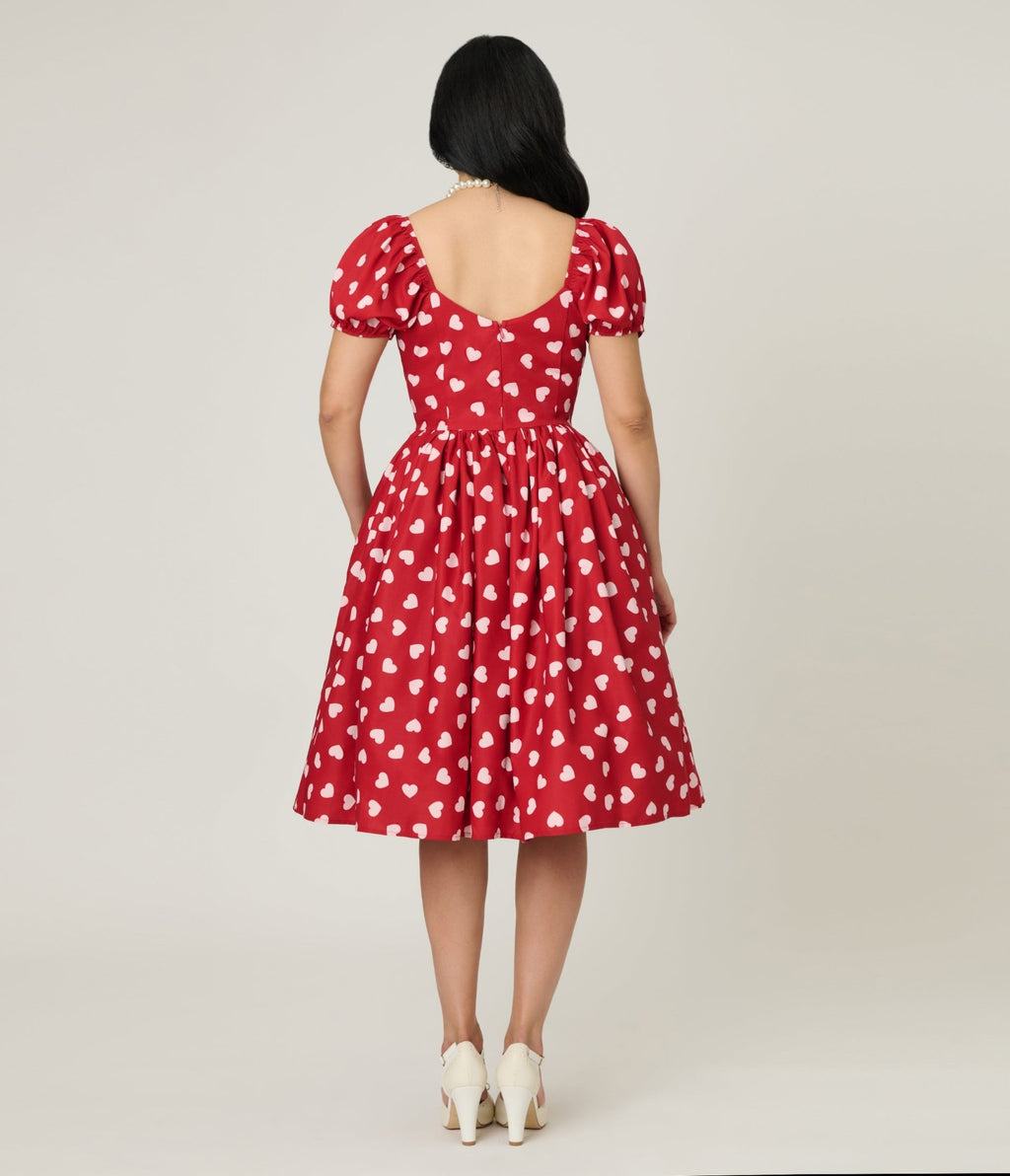 Unique Vintage 1950s Red & Pink Heart Convertible Sweetheart Dress - Unique Vintage - Womens, DRESSES, PROM AND SPECIAL OCCASION