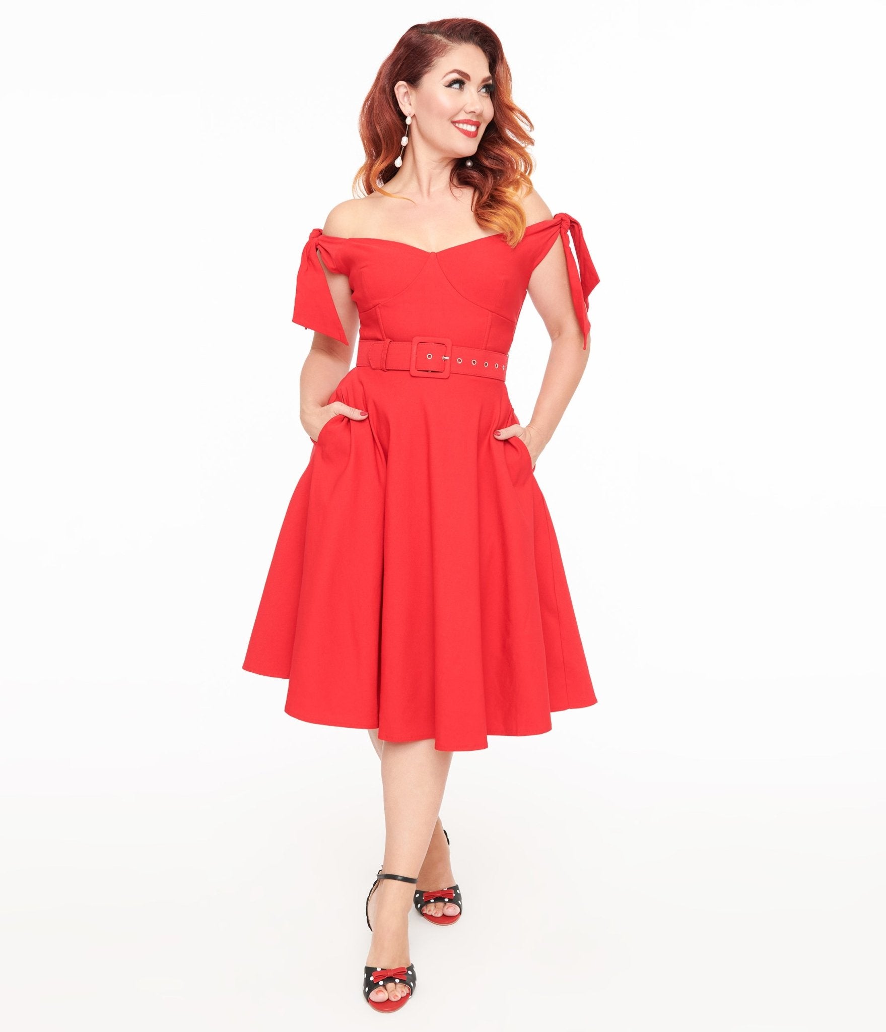 Unique Vintage 1950s Red Prairie Swing Dress - Unique Vintage - Womens, DRESSES, SWING