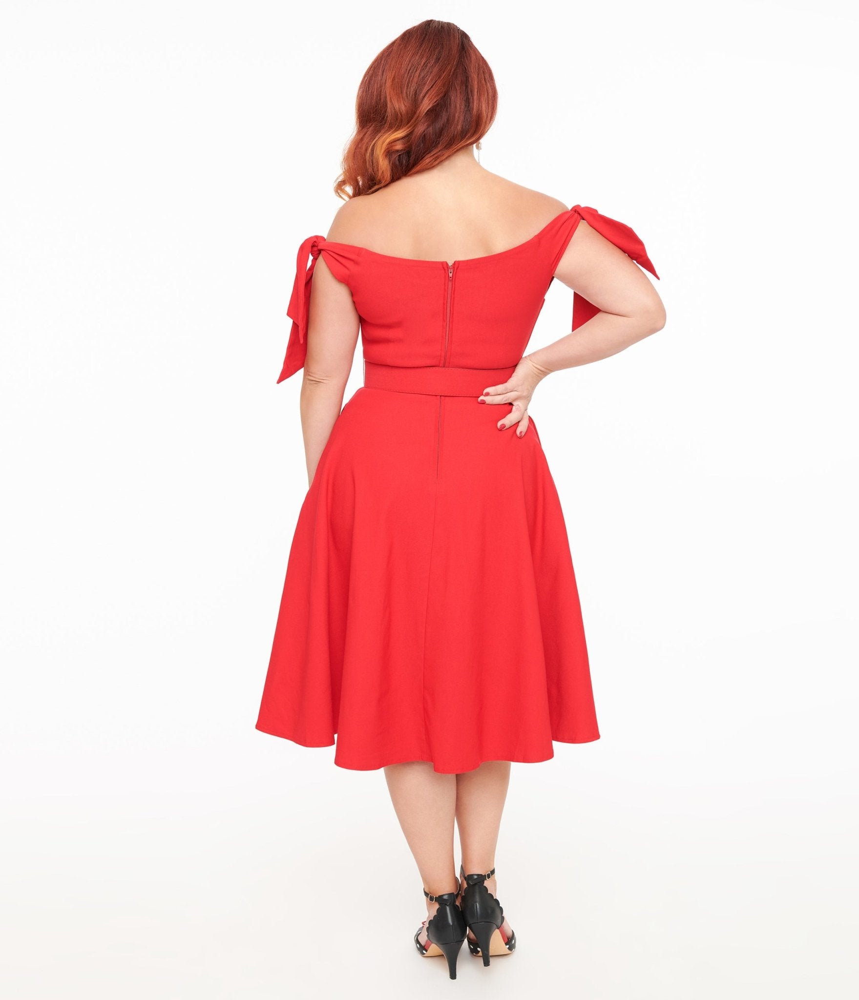 Unique Vintage 1950s Red Prairie Swing Dress - Unique Vintage - Womens, DRESSES, SWING