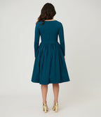 Unique Vintage 1950s Teal Sweetheart Swing Dress - Unique Vintage - Womens, DRESSES, SWING