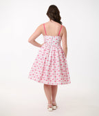 Unique Vintage 1950s White & Pink Snail Cotton Swing Dress - Unique Vintage - Womens, DRESSES, SWING