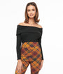 Unique Vintage 1960s Black Folded Shoulder Knit Top