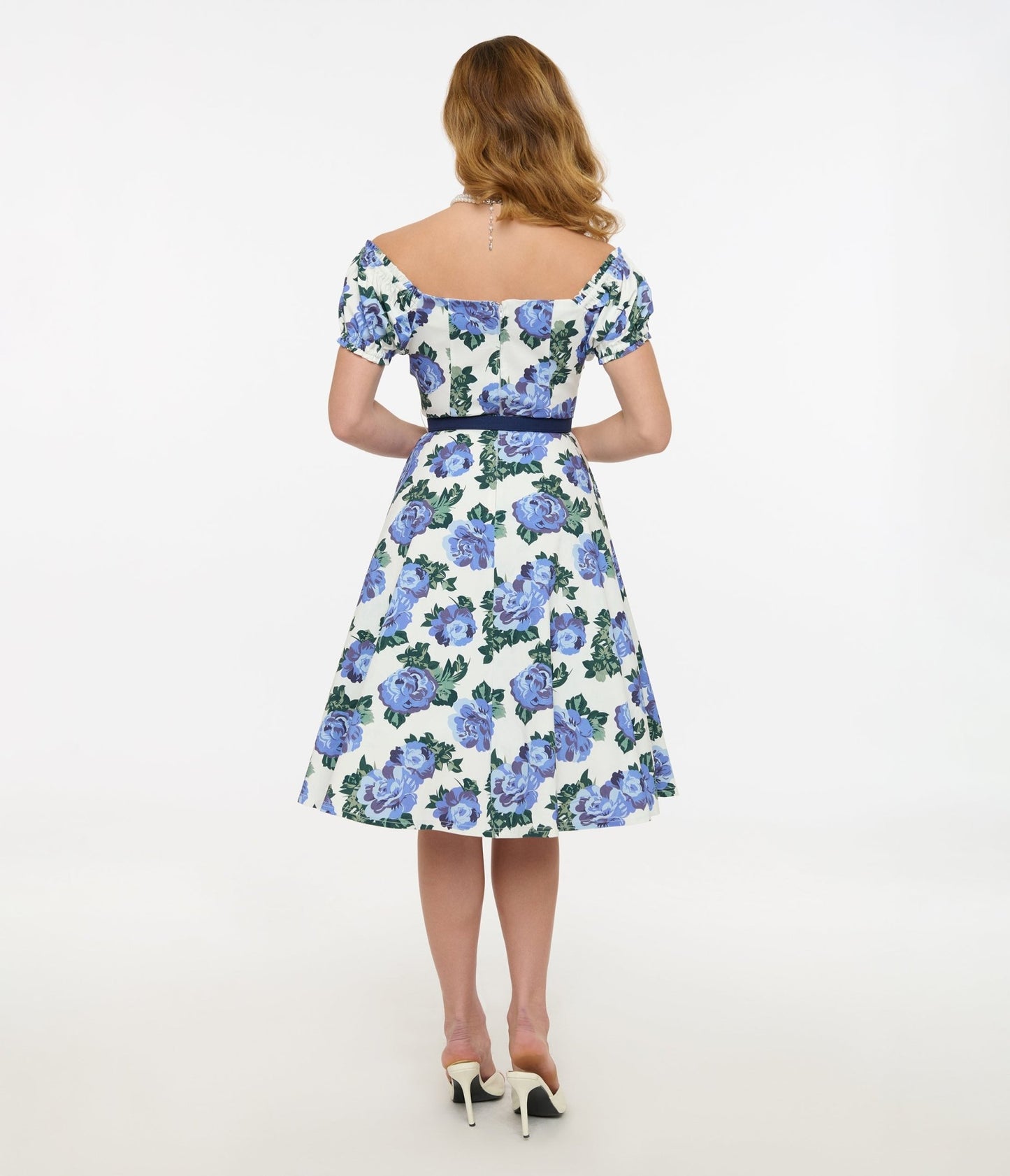 Unique Vintage 1960s Blue Winter Floral Ohara Swing Dress - Unique Vintage - Womens, DRESSES, SWING