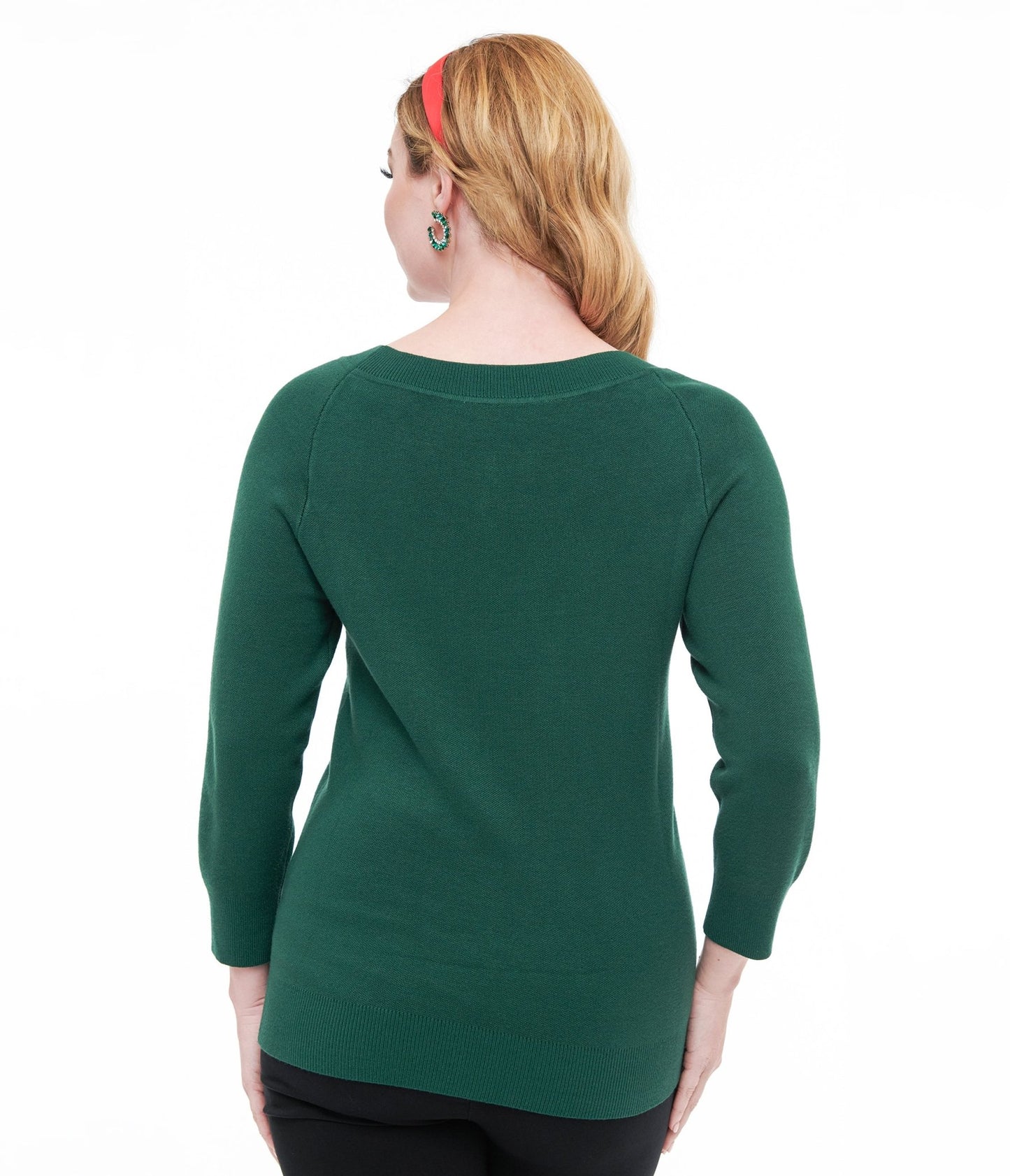 Unique Vintage 1960s Forest Green & Cream Cat Lorelai Sweater - Unique Vintage - Womens, TOPS, SWEATERS