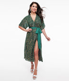 Unique Vintage 1960s Green Sequin Wrap Midi Dress - Unique Vintage - Womens, DRESSES, MIDI