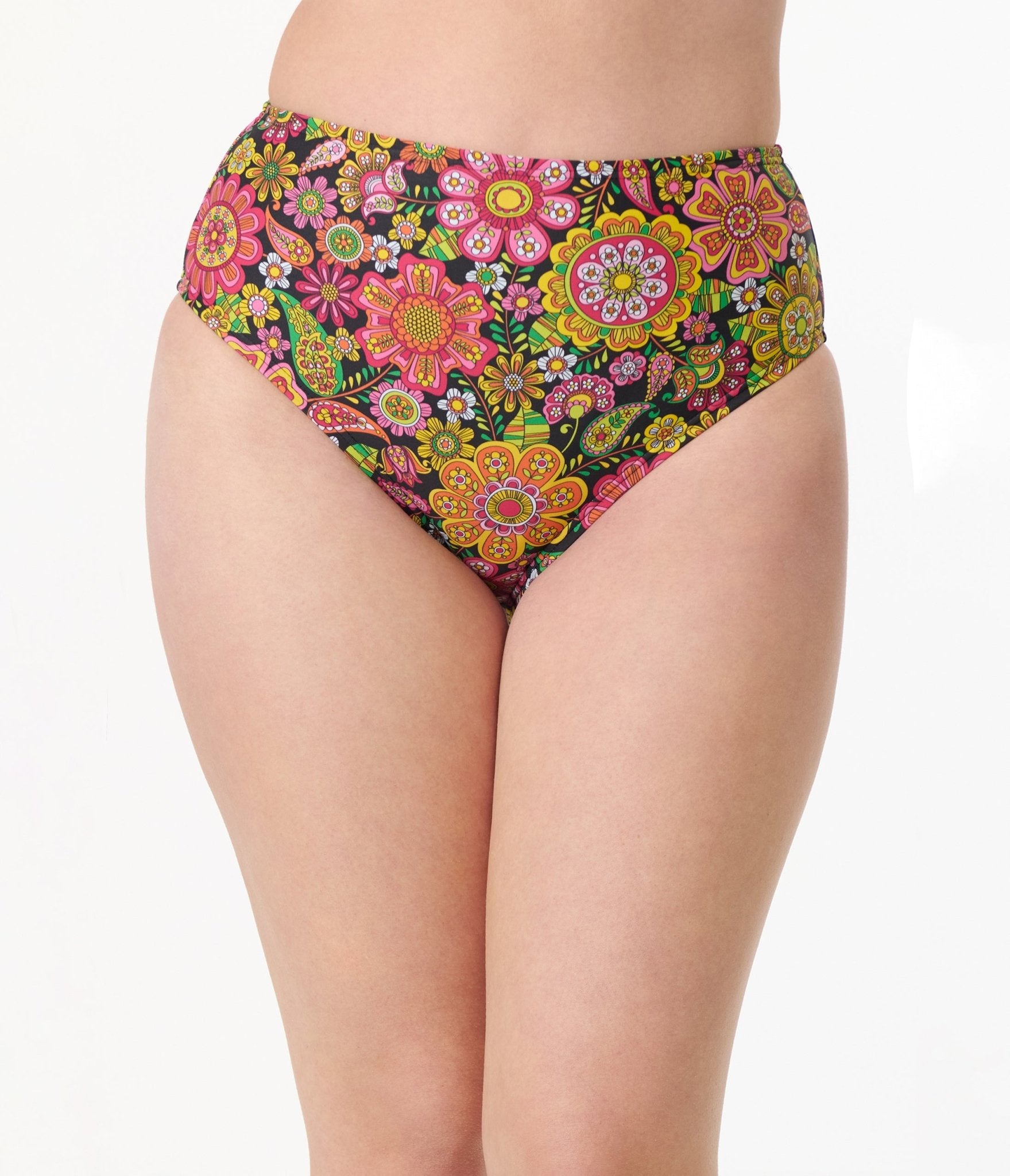 Unique Vintage 1960s Kaleidoscope Floral Daphne Swim Bottoms - Unique Vintage - Womens, SWIM, BOTTOM