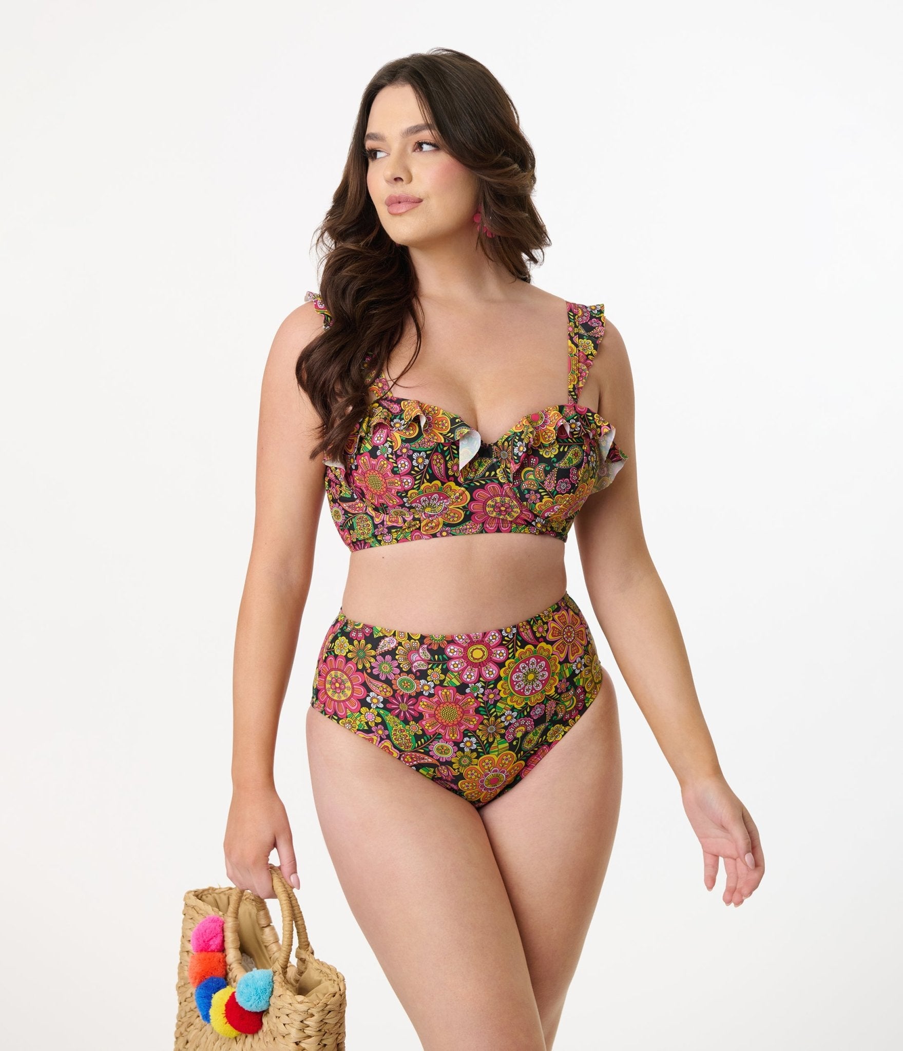 Unique Vintage 1960s Kaleidoscope Floral Daphne Swim Bottoms - Unique Vintage - Womens, SWIM, BOTTOM
